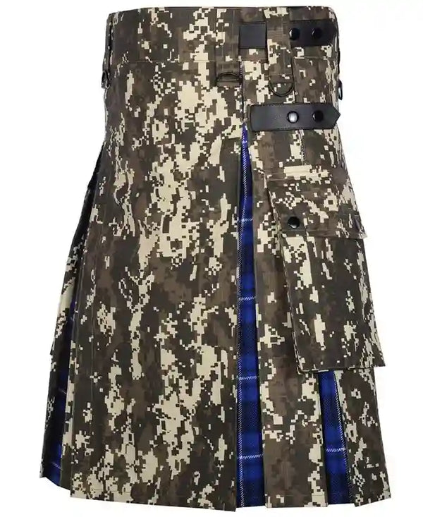 Digital Camo Tartan Kilt - American Patriot Tartan Under Pleats